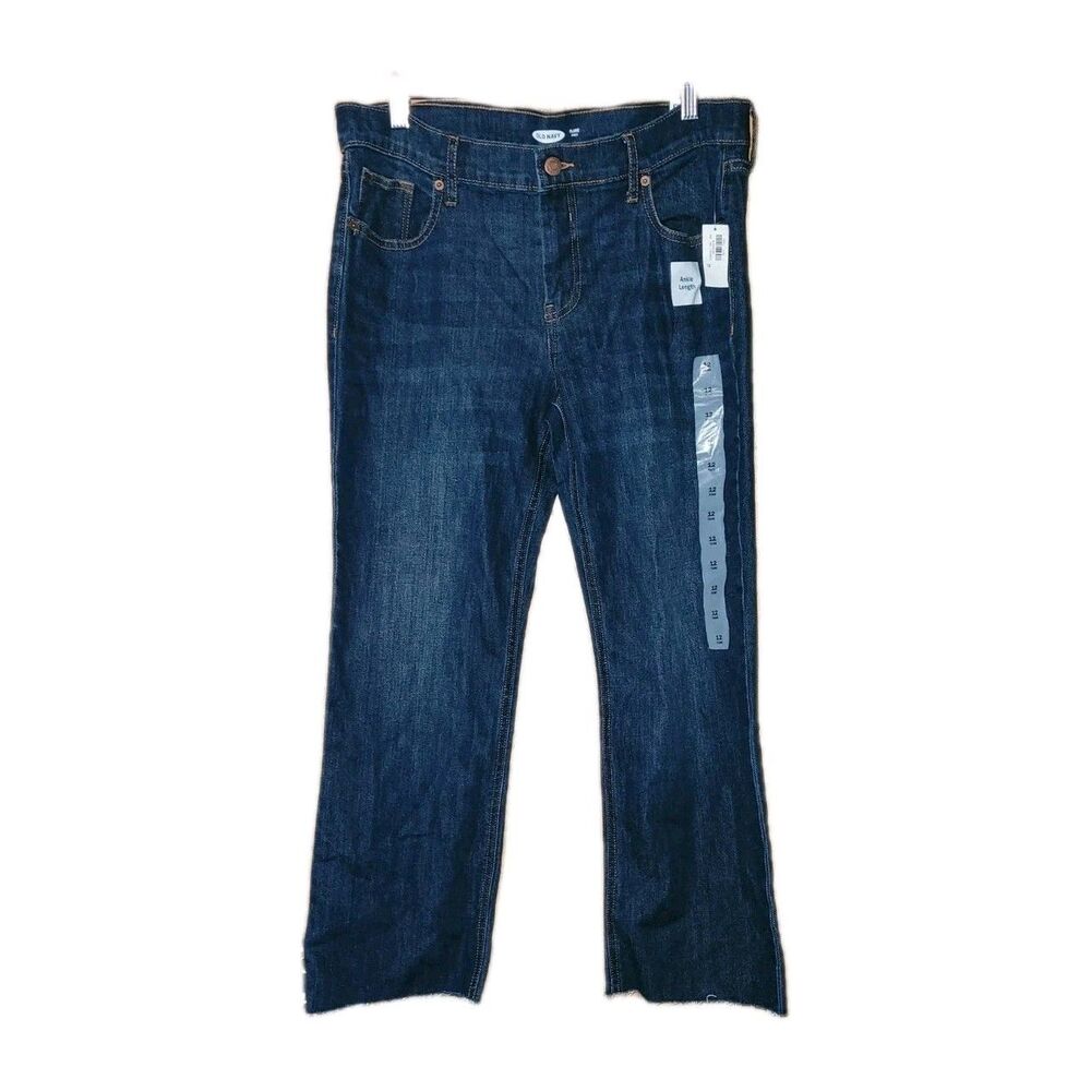 Old Navy Flare Ankle Raw Hem Jeans Size 12 Blue New